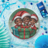 Afroamerikanische Weihnachtselfs Pappteller (Party)