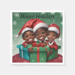 Afroamerikanische Weihnachtselfs Serviette