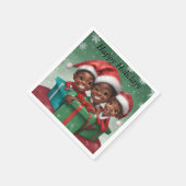 Afroamerikanische Weihnachtselfs Serviette (Ecke)