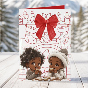 Afroamerikanische Weihnachtskarte Feiertagskarte