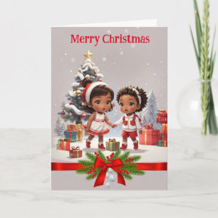 Afroamerikanische Weihnachtskarte für Kinder Feiertagskarte