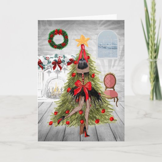Afroamerikanische Weihnachtskarte Karte (Vorderseite)