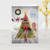 Afroamerikanische Weihnachtskarte Karte (Gelbe Blume)