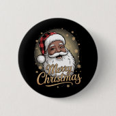 Afroamerikanische Weihnachtspyjamas Weihnachtsmann Button (Vorderseite)