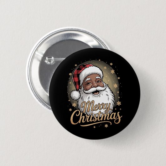 Afroamerikanische Weihnachtspyjamas Weihnachtsmann Button (Vorne & Hinten)
