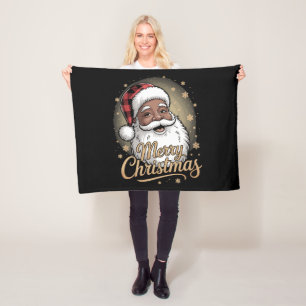 Afroamerikanische Weihnachtspyjamas Weihnachtsmann Fleecedecke