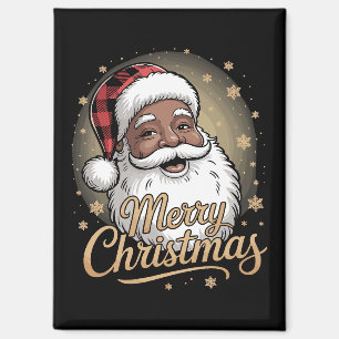 Afroamerikanische Weihnachtspyjamas Weihnachtsmann Magnet