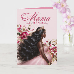 Afroamerikanische werdende Mama Rosa & Gold Karte