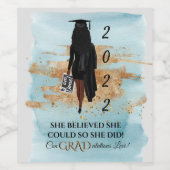 Afroamerikanischer Abschluss Wine Lbl (Dunkle Haut Weinetikett (Einzelnes Label)