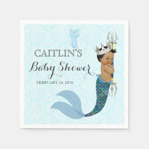 Afroamerikanischer Baby Boy Merman Prince Crown Serviette