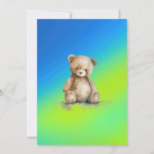 Afroamerikanischer Baby Boy mit Teddy Baby Shower Einladung (Rückseite)