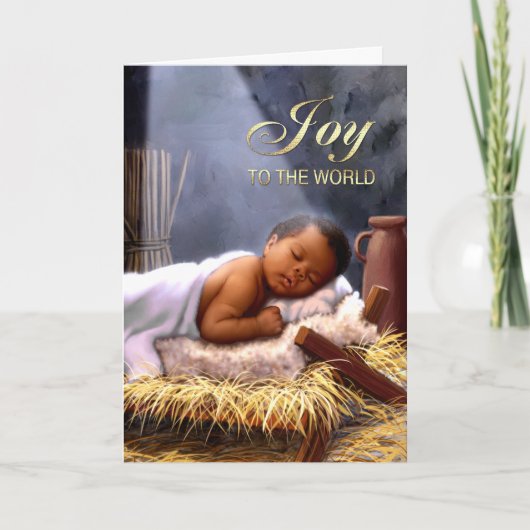 Afroamerikanischer Baby Jesus Weihnachtskarten Feiertagskarte (Vorderseite)
