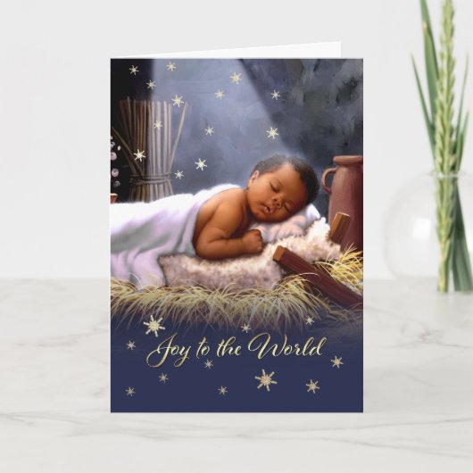 Afroamerikanischer Baby Jesus Weihnachtskarten Feiertagskarte (Vorderseite)