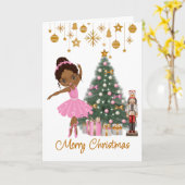 Afroamerikanischer Ballerina Weihnachtsgrußkarte Karte (Gelbe Blume)