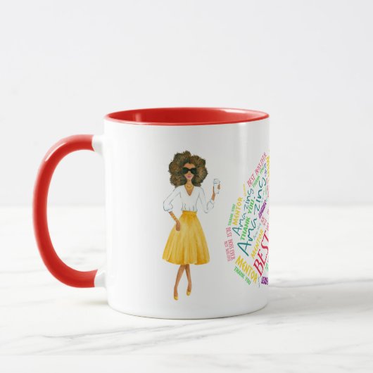 Afroamerikanischer Boss' Day Coffee Tasse Word Art (Links)