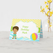 Afroamerikanischer Boy Pool Party Bash Birthday Karte (Gelbe Blume)