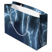 Afroamerikanischer Boy Superhero Birthday Große Geschenktüte (Rückseite Schrägansicht)