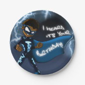 Afroamerikanischer Boy Superhero Birthday Pappteller (Vorderseite)