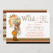 Afroamerikanischer Boys Tribal Boho Baby Shower Einladung (Vorne/Hinten)