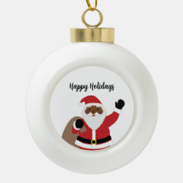 Afroamerikanischer Ceramin Santa Claus Ornament