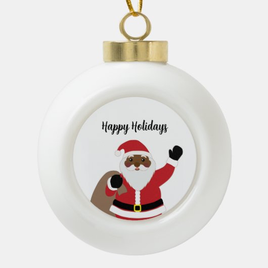 Afroamerikanischer Ceramin Santa Claus Ornament (Vorderseite)