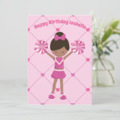 Afroamerikanischer Cheerleader Custom Birthday Gir Karte (Stehend Vorderseite)