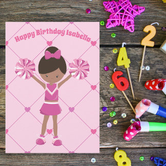 Afroamerikanischer Cheerleader Custom Birthday Gir Karte
