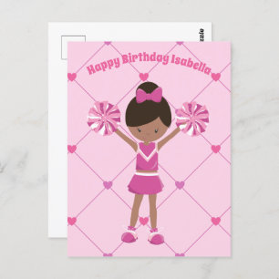 Afroamerikanischer Cheerleader Custom Birthday Gir Postkarte