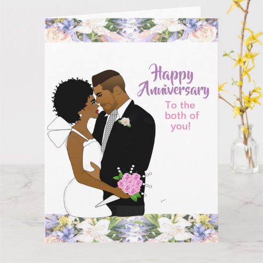 Afroamerikanischer Elegant-Flamenco-Jubiläumskarte Karte (Gelbe Blume)