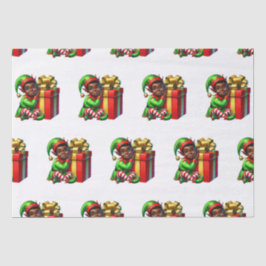 Afroamerikanischer Elf-Weihnachtszettel Seidenpapier