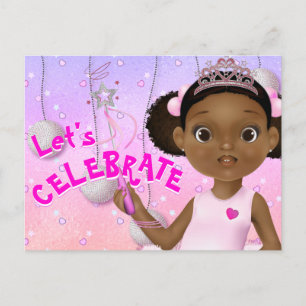 Afroamerikanischer Feenprinzessin-Ballerina-Geburt Postkarte