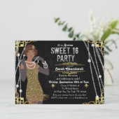 Afroamerikanischer Flapper Sweet 16 Einladung (Stehend Vorderseite)