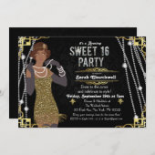 Afroamerikanischer Flapper Sweet 16 Einladung (Vorne/Hinten)