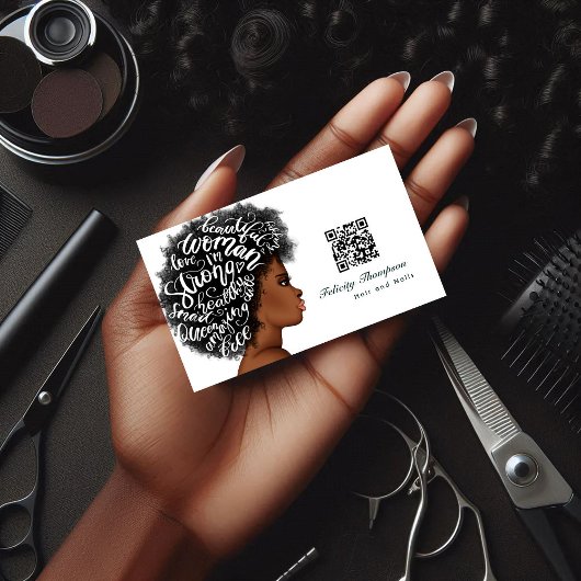 Afroamerikanischer Friseur QR Code Geschäftskarte Visitenkarte
