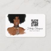 Afroamerikanischer Friseur QR Code Geschäftskarte Visitenkarte (Vorderseite)