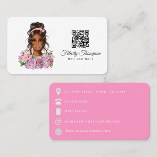 Afroamerikanischer Friseur QR-Code Visitenkarte