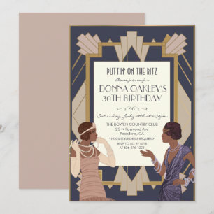 Afroamerikanischer Gatsby Art Deco Geburtstag Einladung