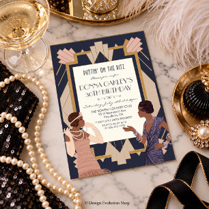 Afroamerikanischer Gatsby Art Deco Geburtstag Einladung