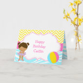 Afroamerikanischer Girl Pool Party Bash Birthday Karte (Gelbe Blume)