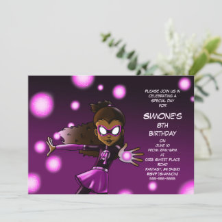 Afroamerikanischer Girl Superhero Geburtstagsparty Einladung