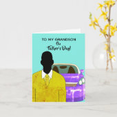 Afroamerikanischer Grandson Anzug & Krawatte Vater Karte (Gelbe Blume)