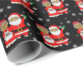 Afroamerikanischer Herr und Frau Santa Claus Weihn Geschenkpapier (Rolleneckpunkt)