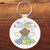 Afroamerikanischer Junge 1. Geburtstagstorts Schlüsselanhänger (Vorderseite)