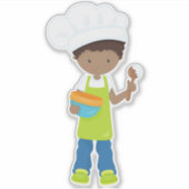 Afroamerikanischer Junge, Backwaren, Bäcker, Bäcke Aufkleber (Vorderseite)