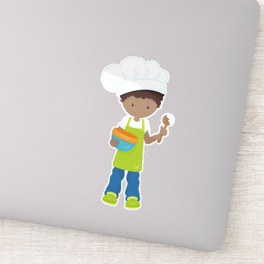 Afroamerikanischer Junge, Backwaren, Bäcker, Bäcke Aufkleber (Detail)