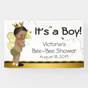 Afroamerikanischer Junge Biene Baby Shower Banner