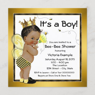 Afroamerikanischer Junge Biene Baby Shower Einladung