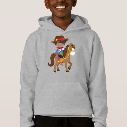Afroamerikanischer Junge, Cowboy, Sheriff, Pferd Hoodie (Vorderseite)