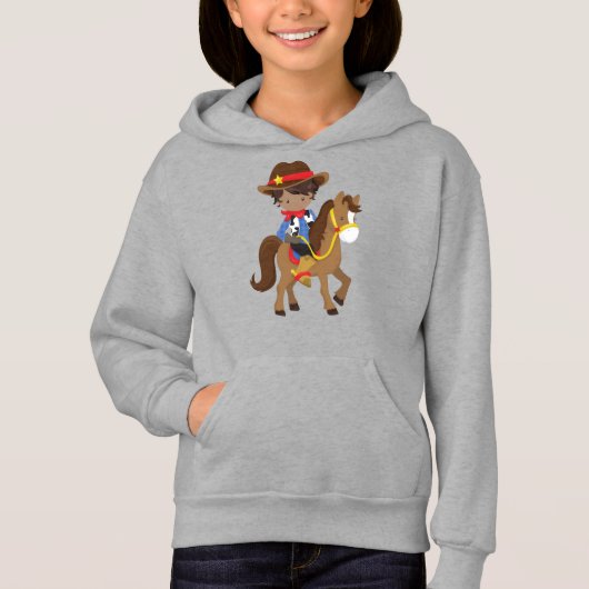 Afroamerikanischer Junge, Cowboy, Sheriff, Pferd Hoodie (Vorderseite)