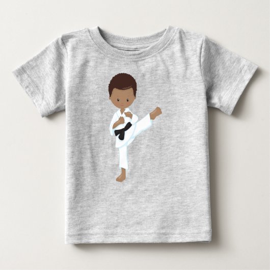 Afroamerikanischer Junge, Karate Boy, Black Belt, Baby T-shirt (Vorderseite)